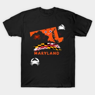 MARYLAND STATE AND FLAG DESIGN T-Shirt